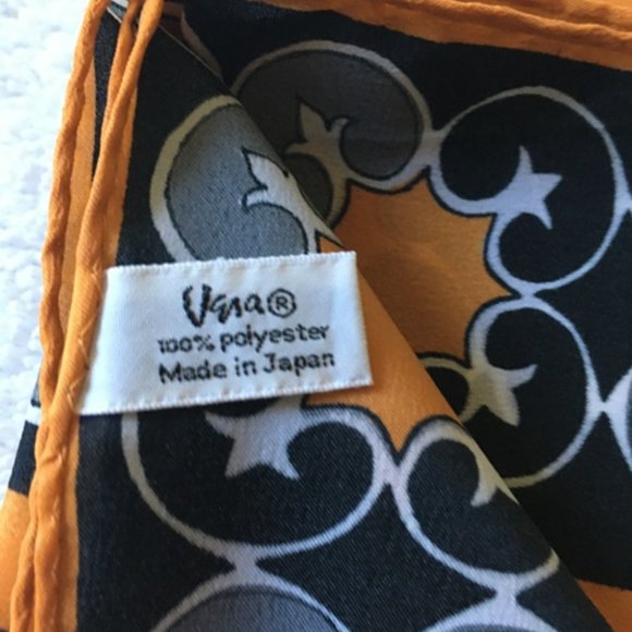 Vintage Vera Neumann burnt orange chocolate taupe Geometric Neck Scarf - Picture 2 of 4
